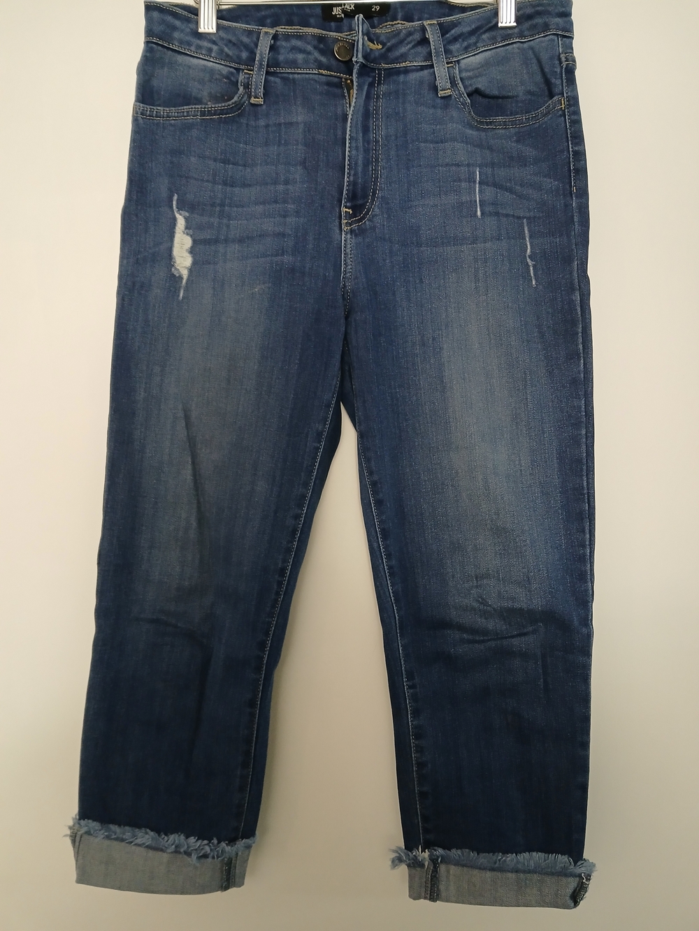 Just Black Men's Relaxed Dark Blue Distressed Jeans